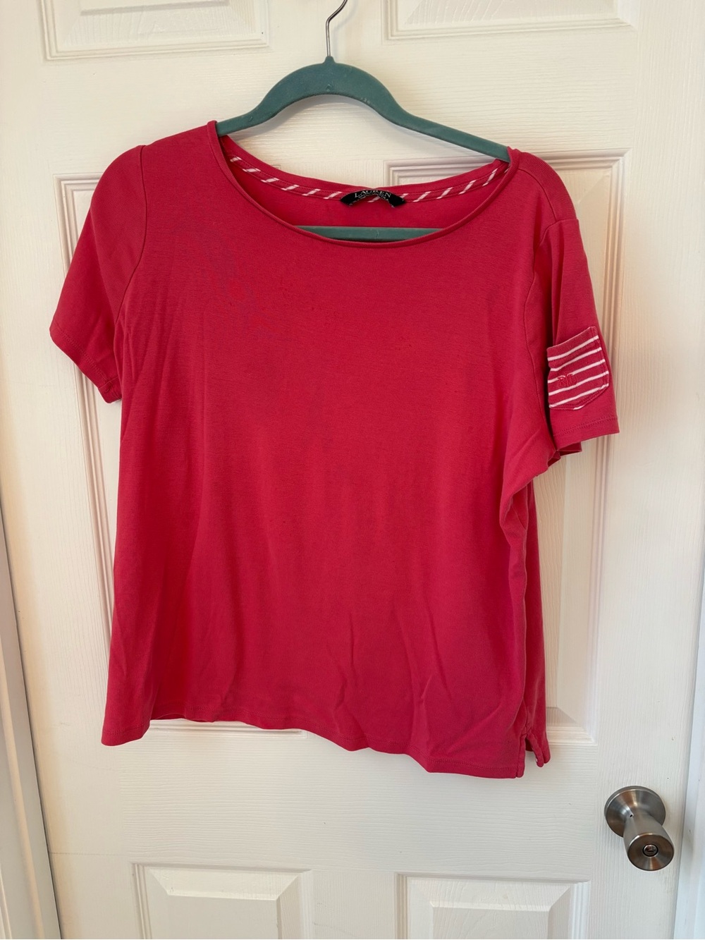Ralph Lauren Red Scoop Neck Short Sleeve Tee